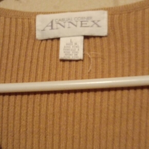 Casual Corner Tan and Brown Cardigan Cotton Acrylic Size Large - Picture 2 of 9